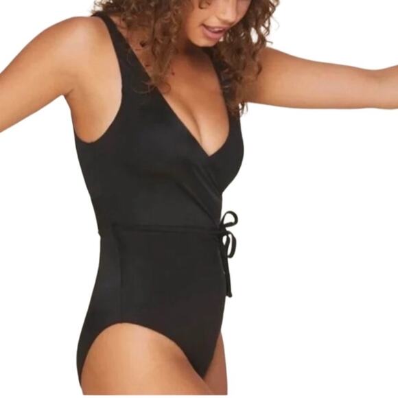 ANDIE The Belmar One Pcs Swimsuit Sz M  V Neck Waist Tie Eco Feminine Retro NWT - Picture 3 of 11